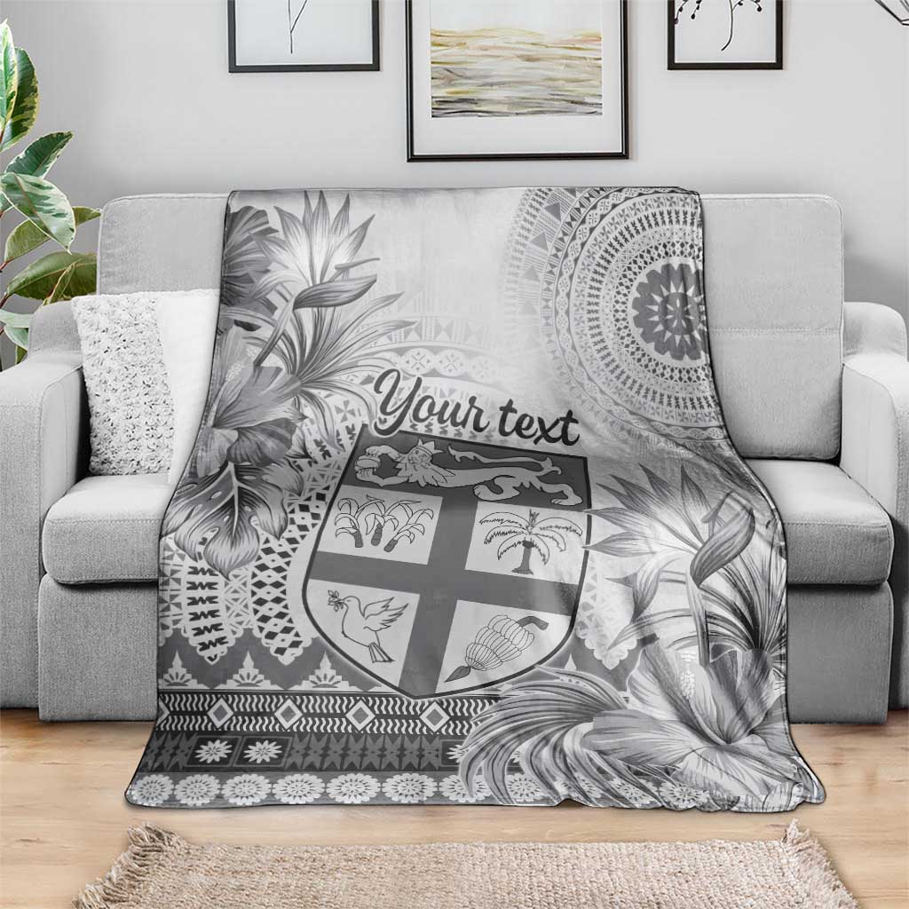 Vintage Bula Fiji Personalised Blanket Beige Hibiscus Tapa Pattern LT9