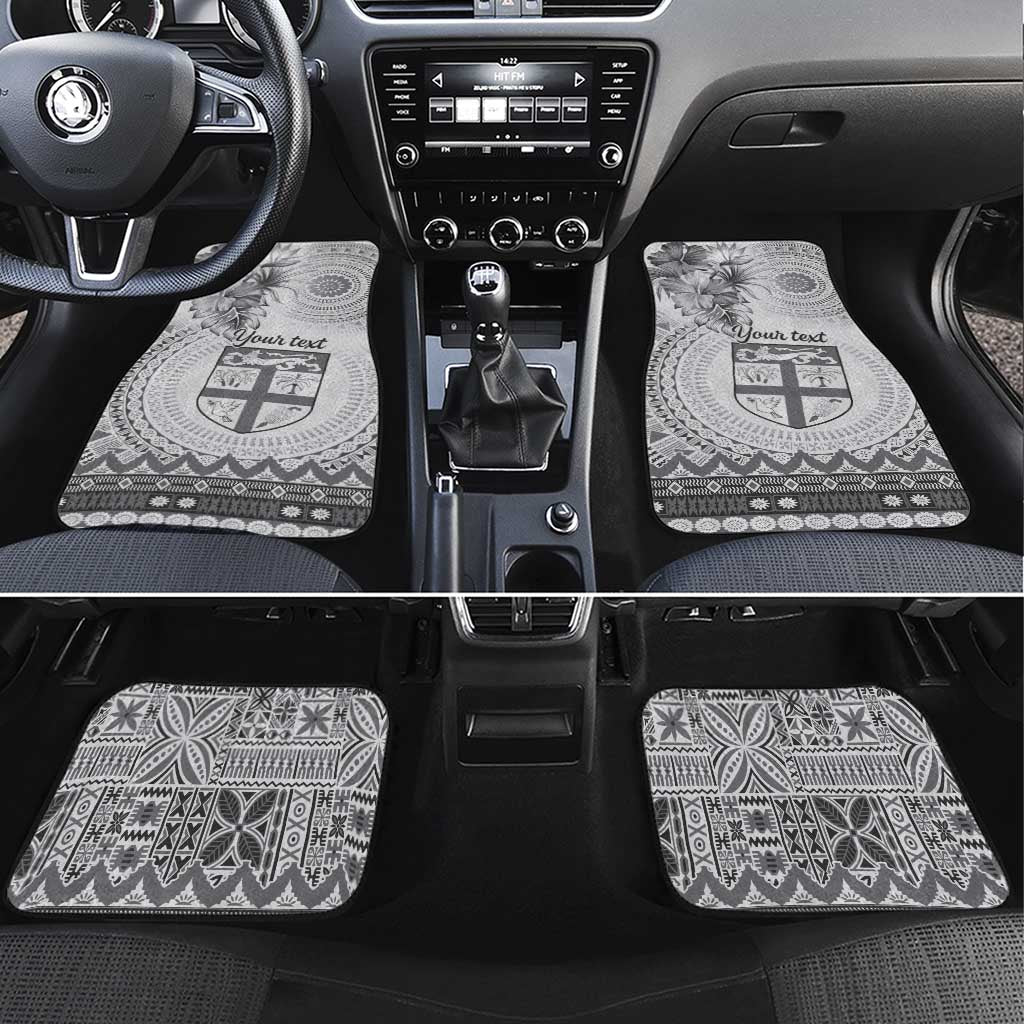 Vintage Bula Fiji Personalised Car Mats Beige Hibiscus Tapa Pattern LT9