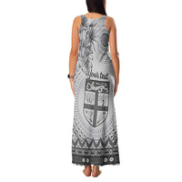 Vintage Bula Fiji Personalised Family Matching Tank Maxi Dress and Hawaiian Shirt Beige Hibiscus Tapa Pattern