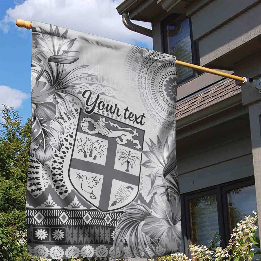 Vintage Bula Fiji Personalised Garden Flag Beige Hibiscus Tapa Pattern LT9