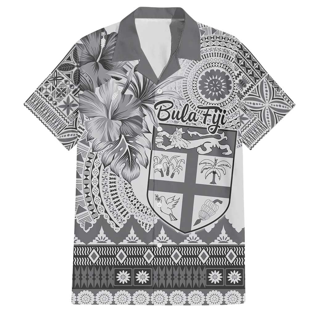 Vintage Bula Fiji Personalised Hawaiian Shirt Beige Hibiscus Tapa Pattern LT9 White - Polynesian Pride