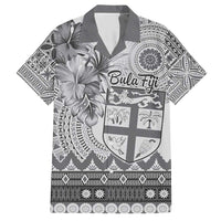 Vintage Bula Fiji Personalised Hawaiian Shirt Beige Hibiscus Tapa Pattern LT9 White - Polynesian Pride