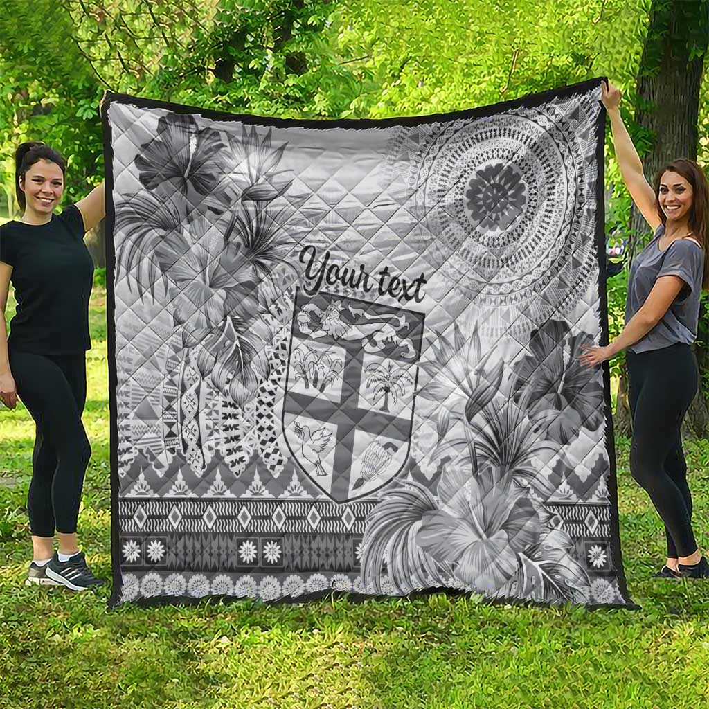 Vintage Bula Fiji Personalised Quilt Beige Hibiscus Tapa Pattern LT9