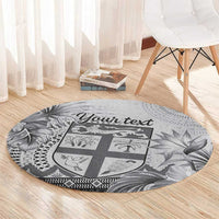 Vintage Bula Fiji Personalised Round Carpet Beige Hibiscus Tapa Pattern LT9