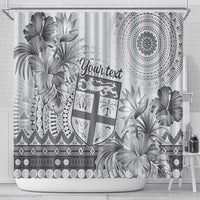 Vintage Bula Fiji Personalised Shower Curtain Beige Hibiscus Tapa Pattern LT9