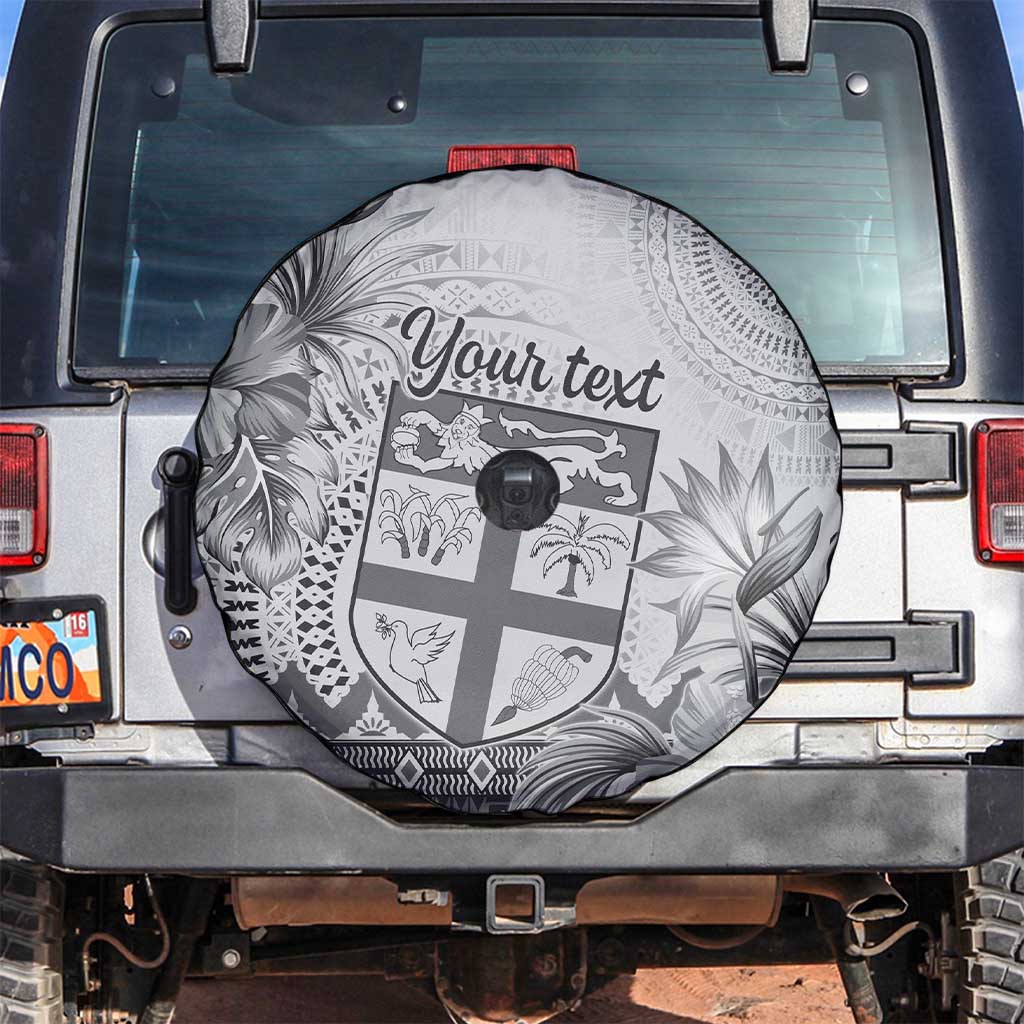 Vintage Bula Fiji Personalised Spare Tire Cover Beige Hibiscus Tapa Pattern LT9
