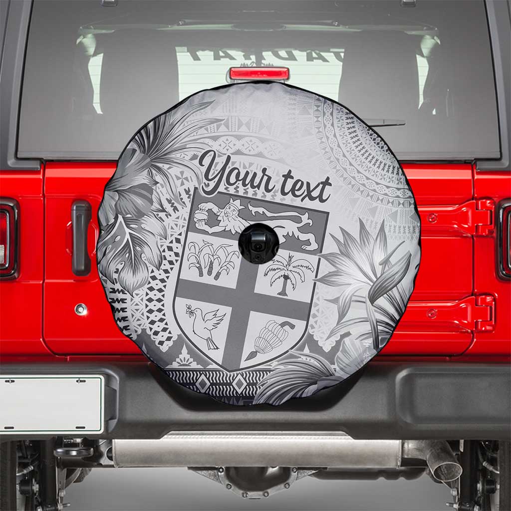 Vintage Bula Fiji Personalised Spare Tire Cover Beige Hibiscus Tapa Pattern LT9