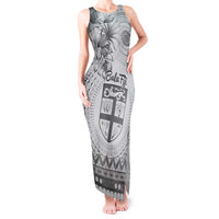 Vintage Bula Fiji Personalised Tank Maxi Dress Beige Hibiscus Tapa Pattern