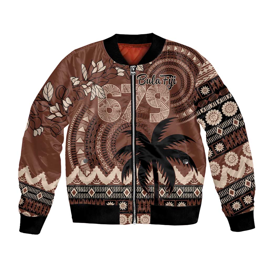 Personalised Bula Fiji 679 Bomber Jacket Fijian Tagimoucia Masi Tapa Art