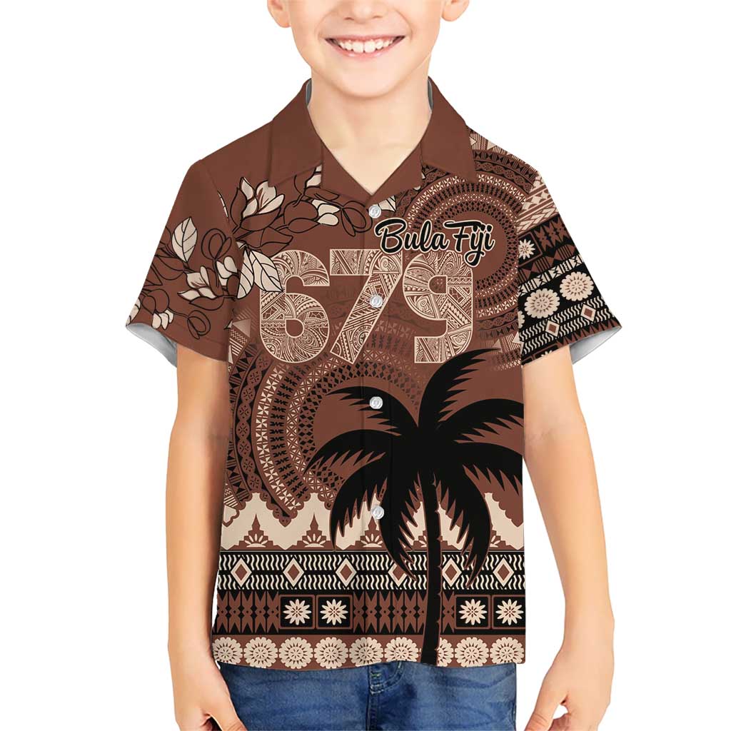 Personalised Bula Fiji 679 Kid Hawaiian Shirt Fijian Tagimoucia Masi Tapa Art