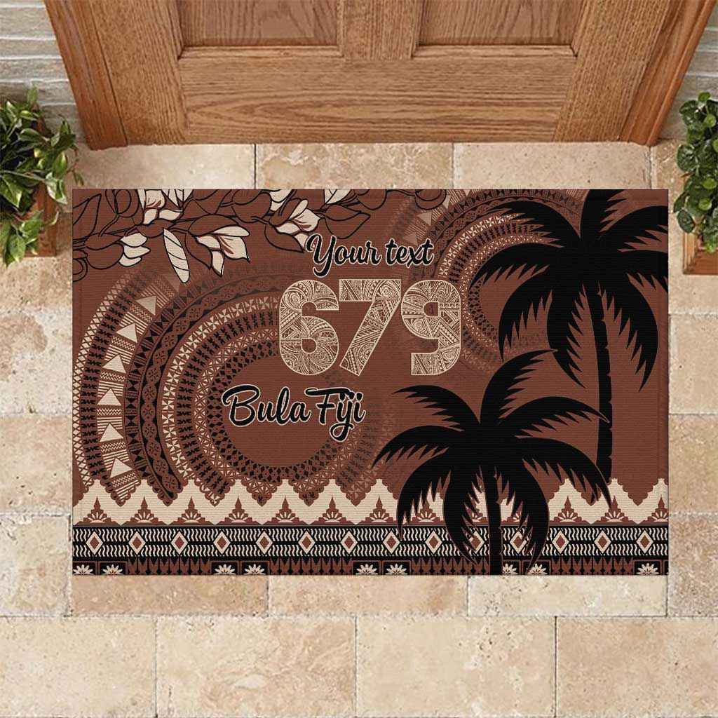 Personalised Bula Fiji 679 Rubber Doormat Fijian Tagimoucia Masi Tapa Art