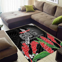 Personalised Samoa 685 Area Rug Teuila Flower With Black Samoan Tattoo