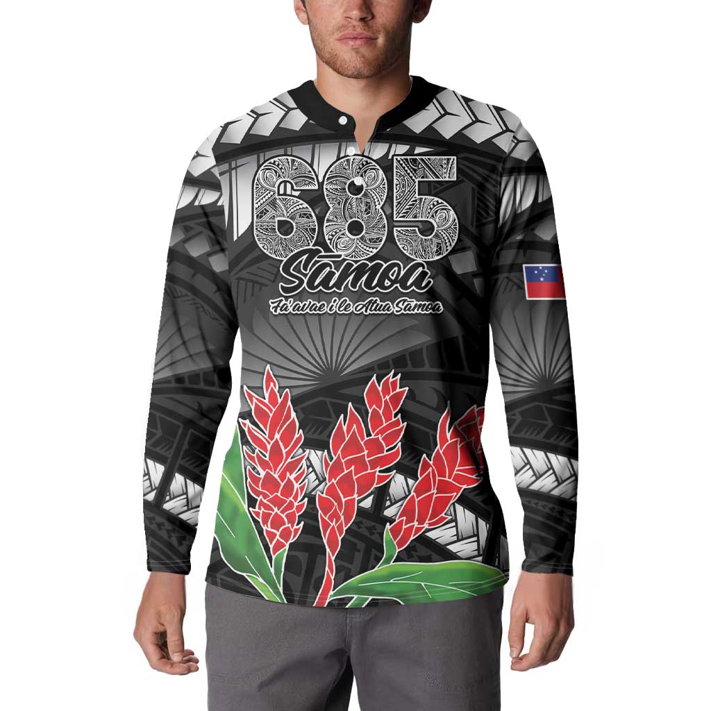 Personalised Samoa 685 Button Sweatshirt Teuila Flower With Black Samoan Tattoo