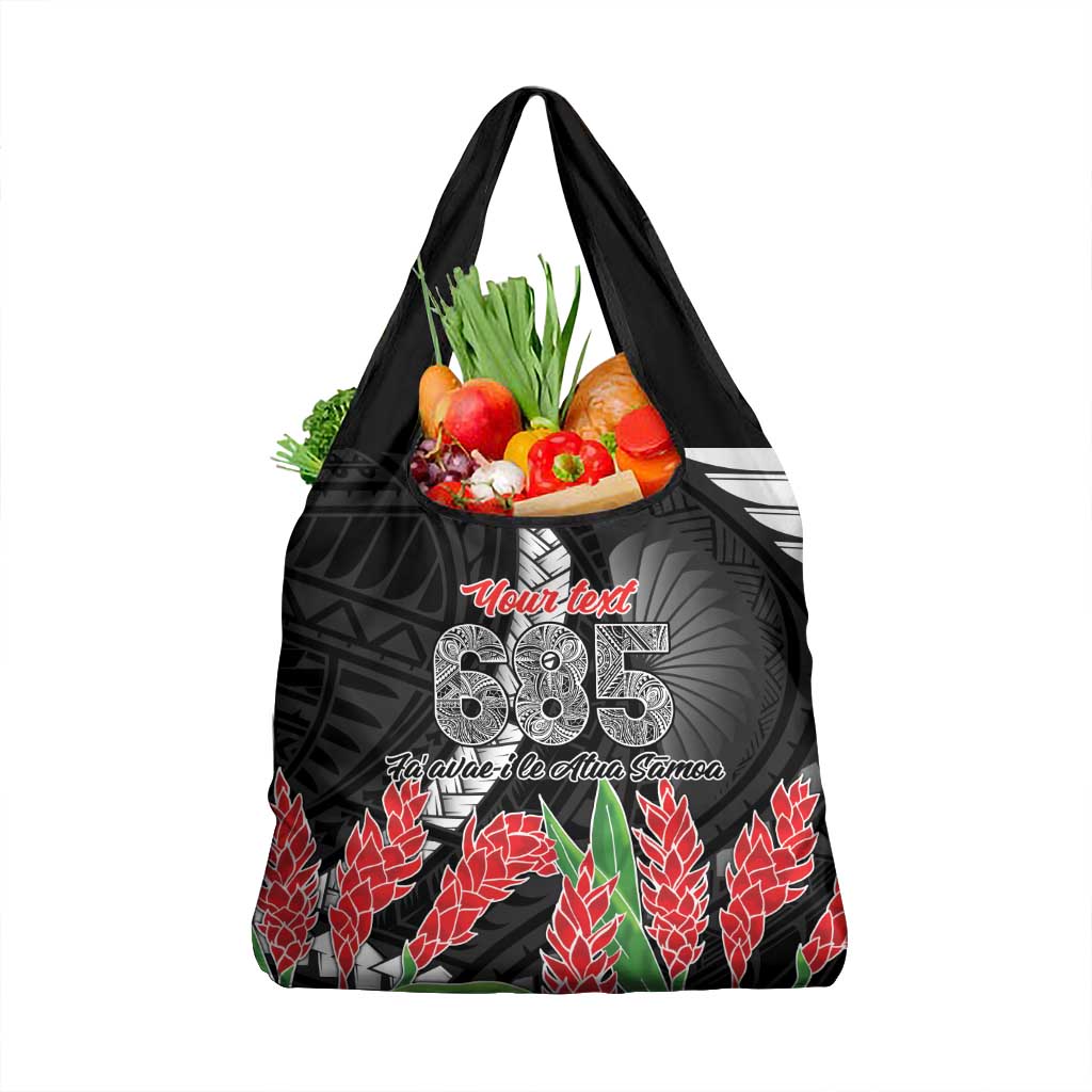 Personalised Samoa 685 Grocery Bag Teuila Flower With Black Samoan Tattoo