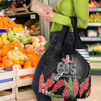 Personalised Samoa 685 Grocery Bag Teuila Flower With Black Samoan Tattoo