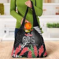 Personalised Samoa 685 Grocery Bag Teuila Flower With Black Samoan Tattoo