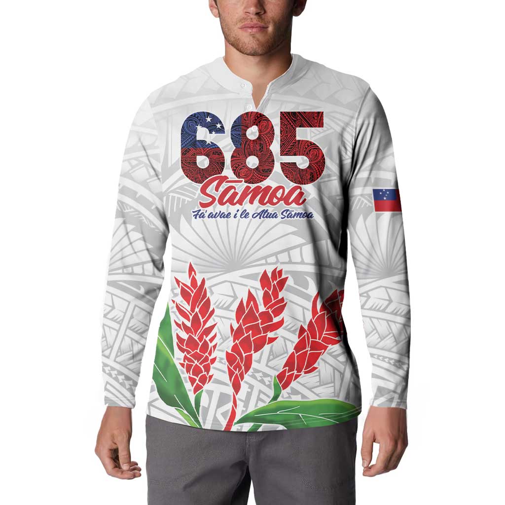 Personalised Samoa 685 Button Sweatshirt Teuila Flower With White Samoan Tattoo