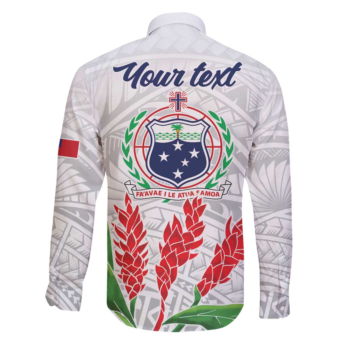 Personalised Samoa 685 Family Matching Off Shoulder Short Dress and Hawaiian Shirt Teuila Flower With White Samoan Tattoo