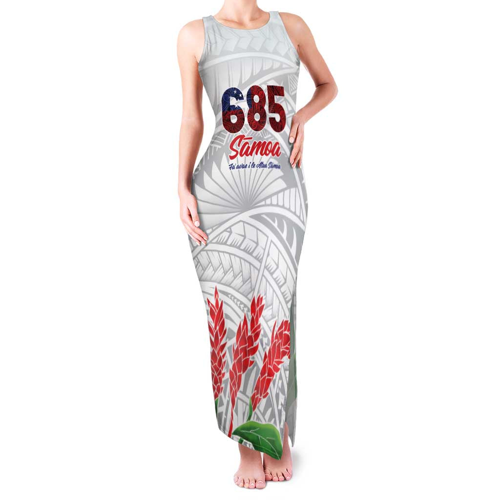 Personalised Samoa 685 Family Matching Tank Maxi Dress and Hawaiian Shirt Teuila Flower With White Samoan Tattoo