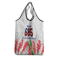 Personalised Samoa 685 Grocery Bag Teuila Flower With White Samoan Tattoo