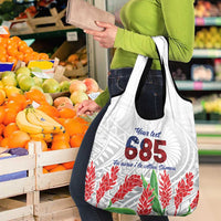 Personalised Samoa 685 Grocery Bag Teuila Flower With White Samoan Tattoo