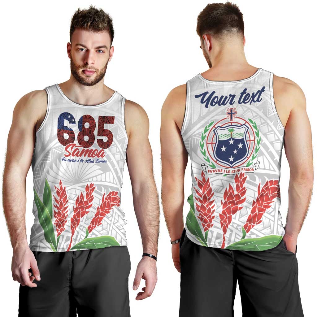 Personalised Samoa 685 Men Tank Top Teuila Flower With White Samoan Tattoo