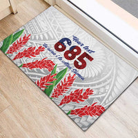 Personalised Samoa 685 Rubber Doormat Teuila Flower With White Samoan Tattoo