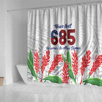 Personalised Samoa 685 Shower Curtain Teuila Flower With White Samoan Tattoo