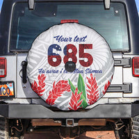 Personalised Samoa 685 Spare Tire Cover Teuila Flower With White Samoan Tattoo LT9 White - Polynesian Pride
