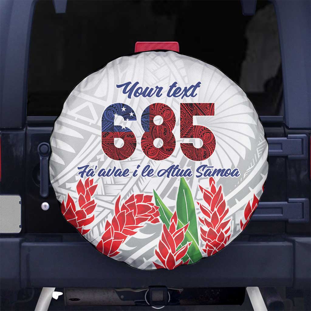 Personalised Samoa 685 Spare Tire Cover Teuila Flower With White Samoan Tattoo LT9 - Polynesian Pride