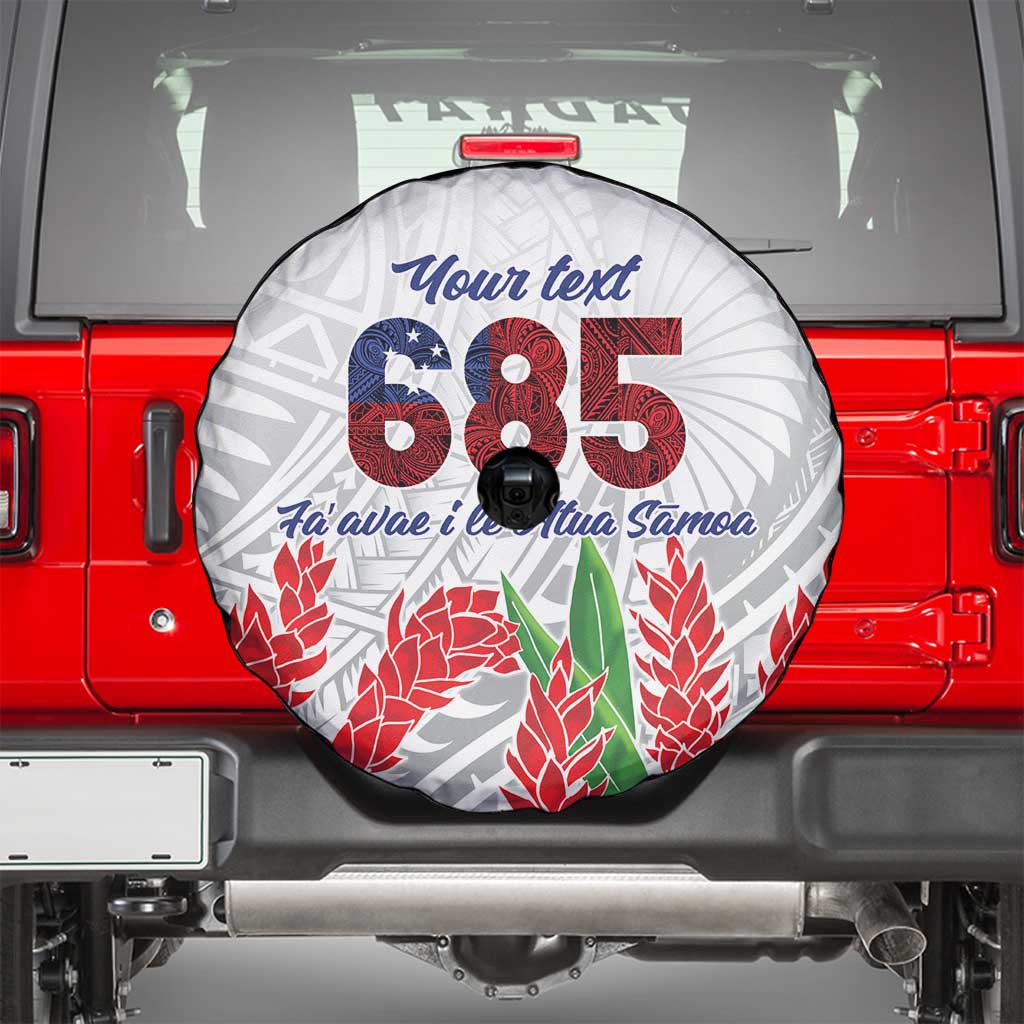 Personalised Samoa 685 Spare Tire Cover Teuila Flower With White Samoan Tattoo LT9 - Polynesian Pride