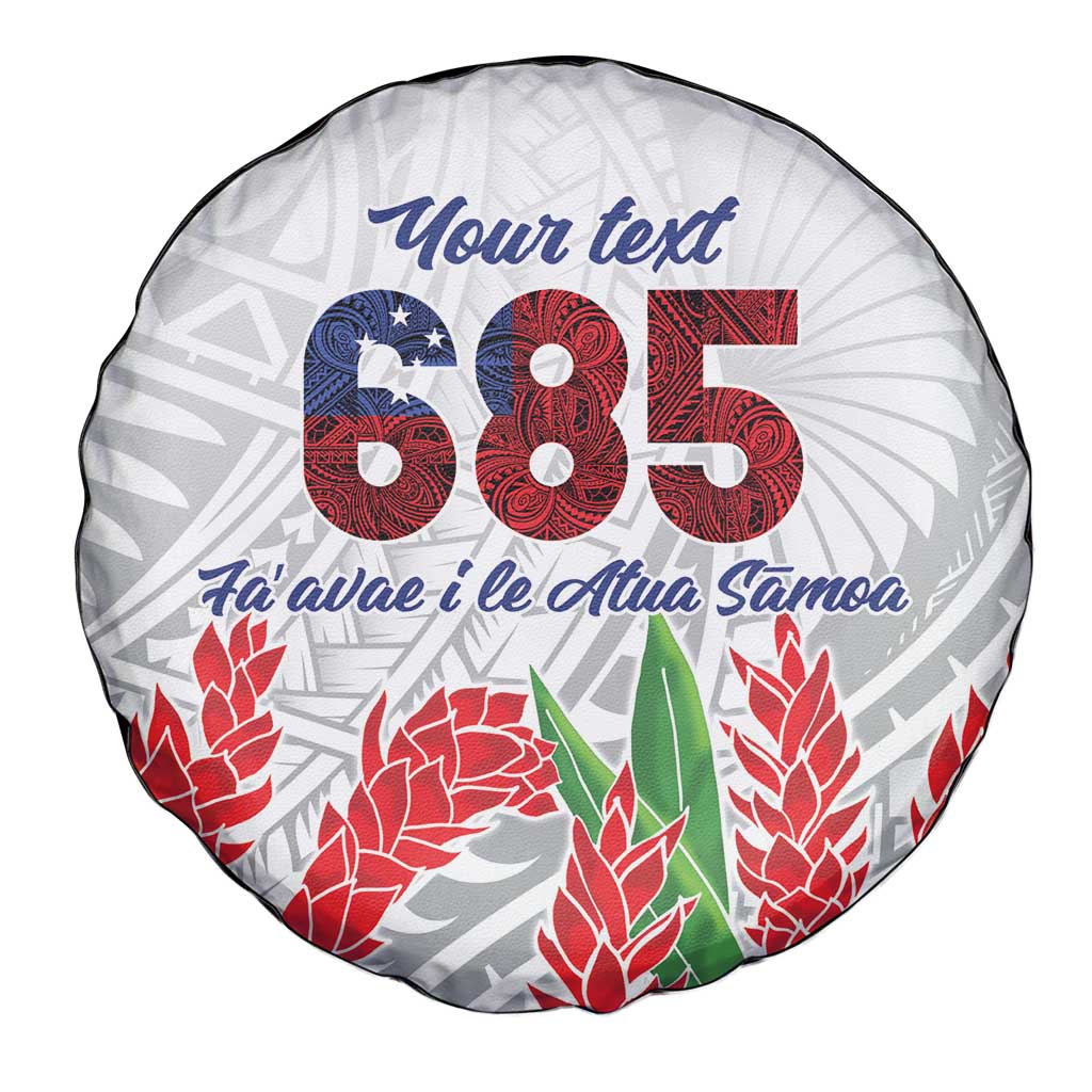 Personalised Samoa 685 Spare Tire Cover Teuila Flower With White Samoan Tattoo LT9 - Polynesian Pride