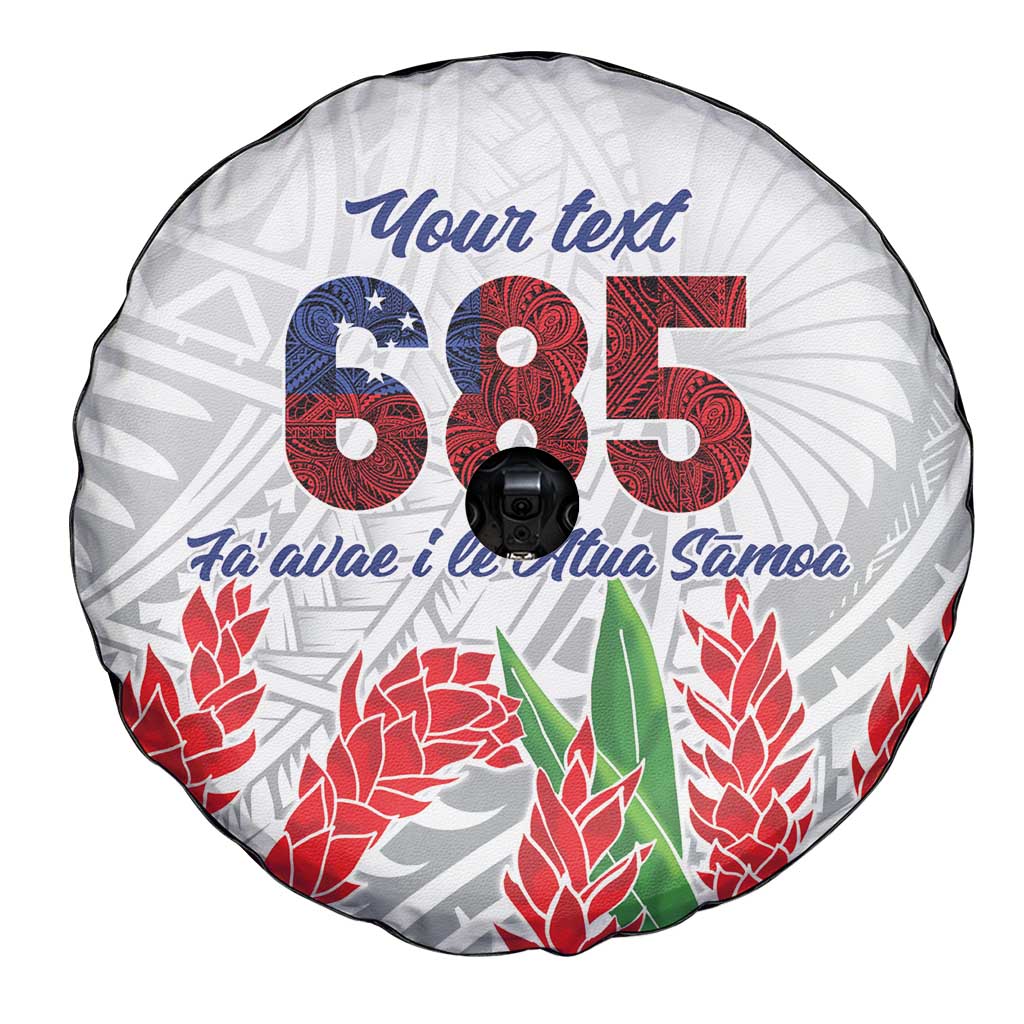 Personalised Samoa 685 Spare Tire Cover Teuila Flower With White Samoan Tattoo LT9 - Polynesian Pride