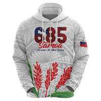 Personalised Samoa 685 Zip Hoodie Teuila Flower With White Samoan Tattoo