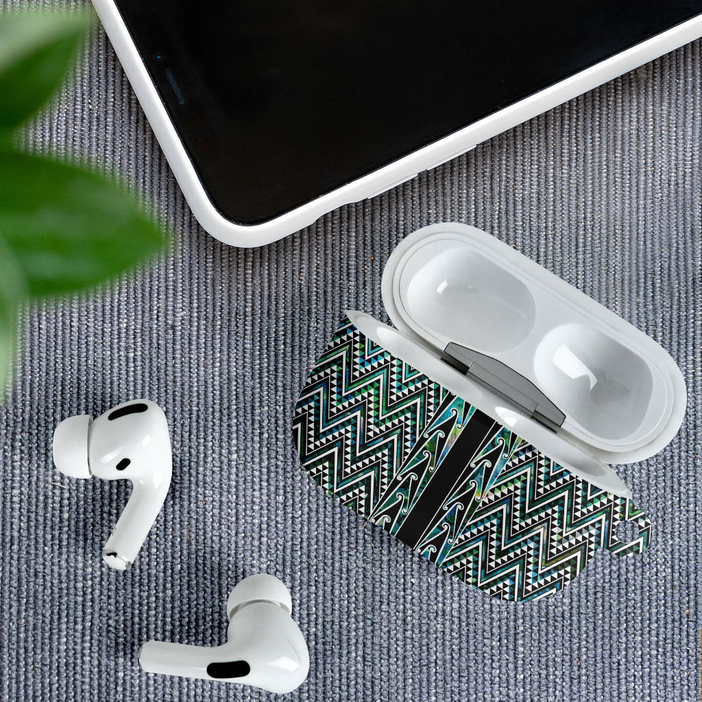 New Zealand Maori Niho Taniwha AirPods Case Papua Shell - Mangopare Puhoro Pattern