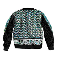 New Zealand Maori Niho Taniwha Bomber Jacket Papua Shell - Mangopare Puhoro Pattern