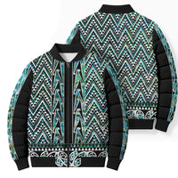 New Zealand Maori Niho Taniwha Bomber Puffer Jacket Papua Shell - Mangopare Puhoro Pattern