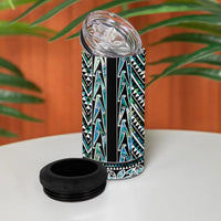 New Zealand Maori Niho Taniwha 4 in 1 Can Cooler Tumbler Papua Shell - Mangopare Puhoro Pattern