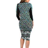 New Zealand Maori Niho Taniwha Family Matching Long Sleeve Bodycon Dress and Hawaiian Shirt Papua Shell - Mangopare Puhoro Pattern
