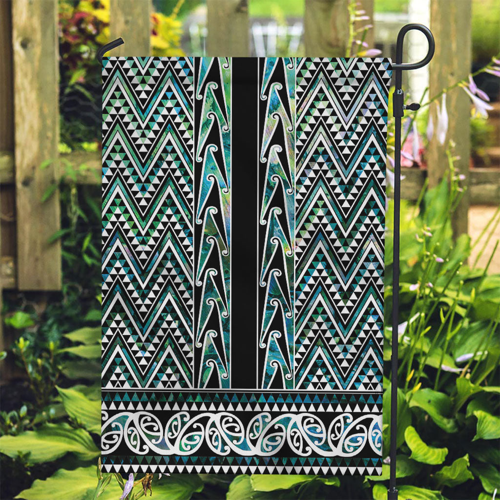 New Zealand Maori Niho Taniwha Garden Flag Papua Shell - Mangopare Puhoro Pattern