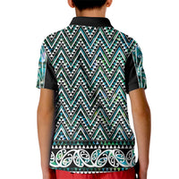 New Zealand Maori Niho Taniwha Kid Polo Shirt Papua Shell - Mangopare Puhoro Pattern