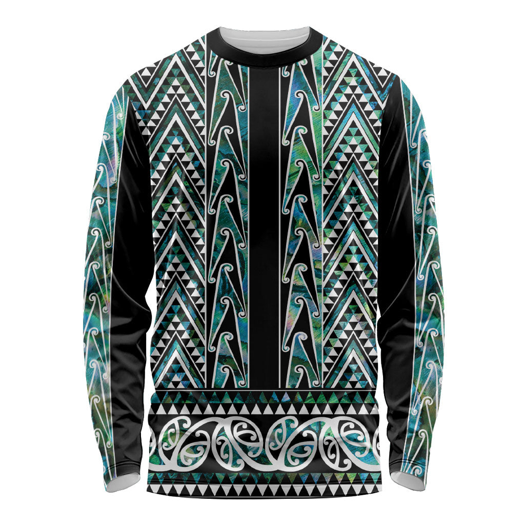 New Zealand Maori Niho Taniwha Long Sleeve Shirt Papua Shell - Mangopare Puhoro Pattern