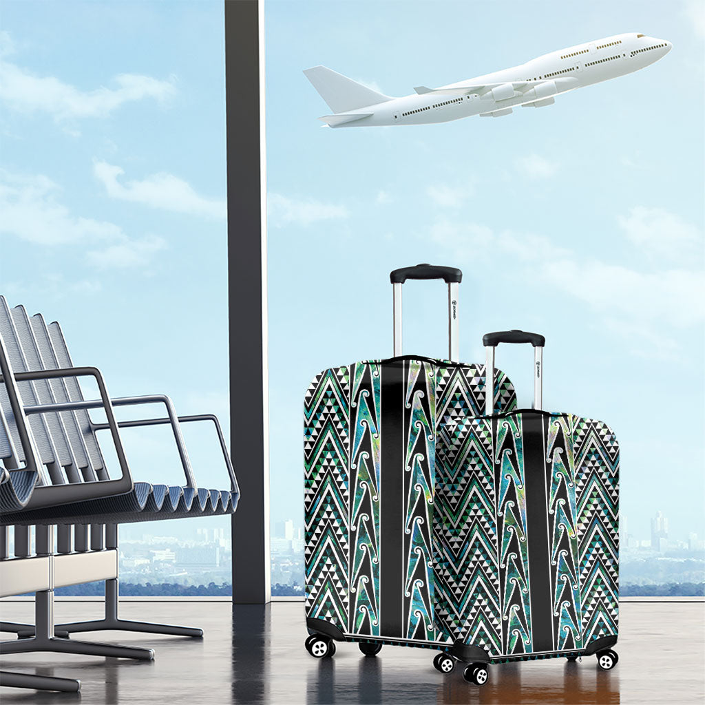 New Zealand Maori Niho Taniwha Luggage Cover Papua Shell - Mangopare Puhoro Pattern
