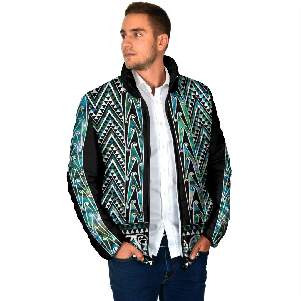 New Zealand Maori Niho Taniwha Padded Jacket Papua Shell - Mangopare Puhoro Pattern