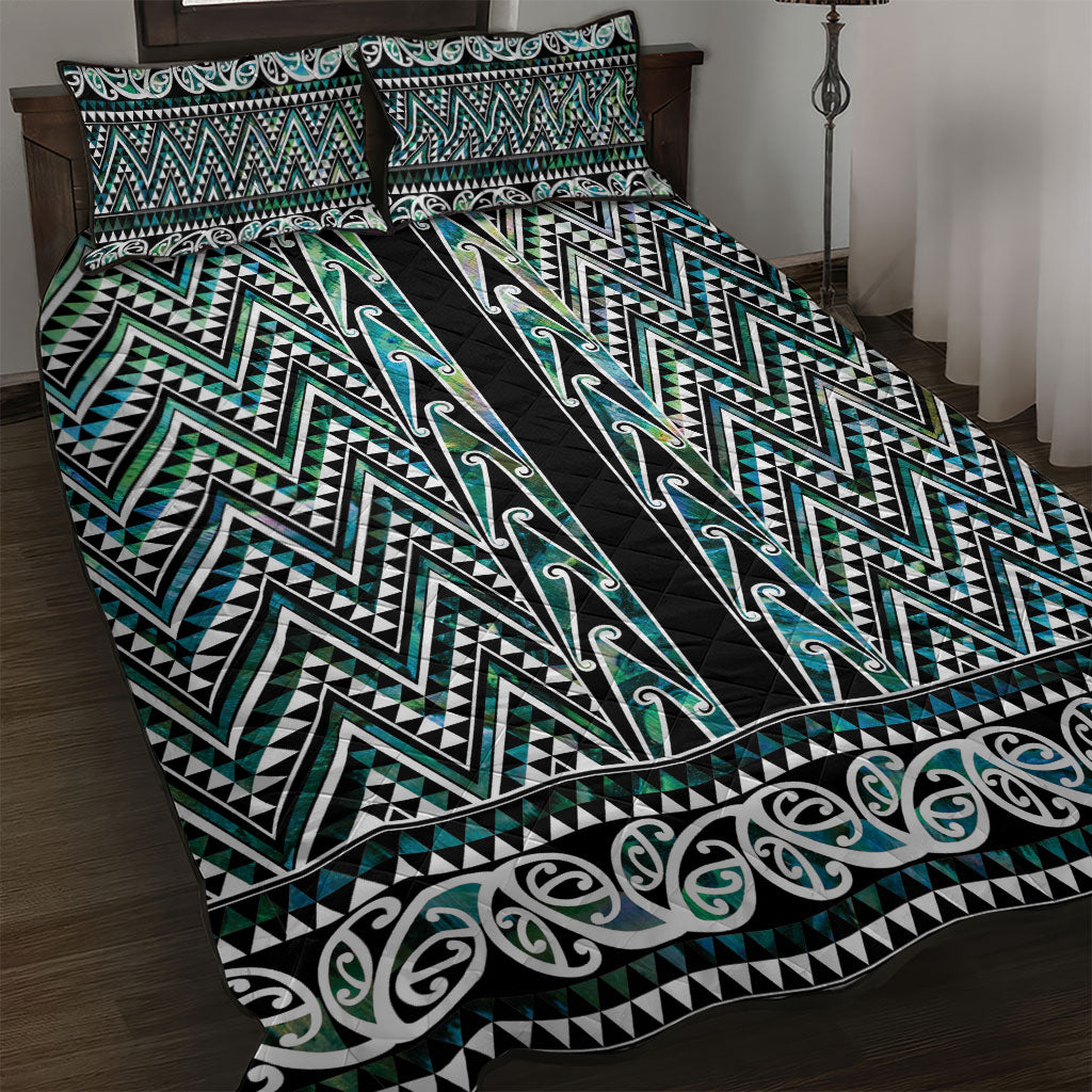 New Zealand Maori Niho Taniwha Quilt Bed Set Papua Shell - Mangopare Puhoro Pattern