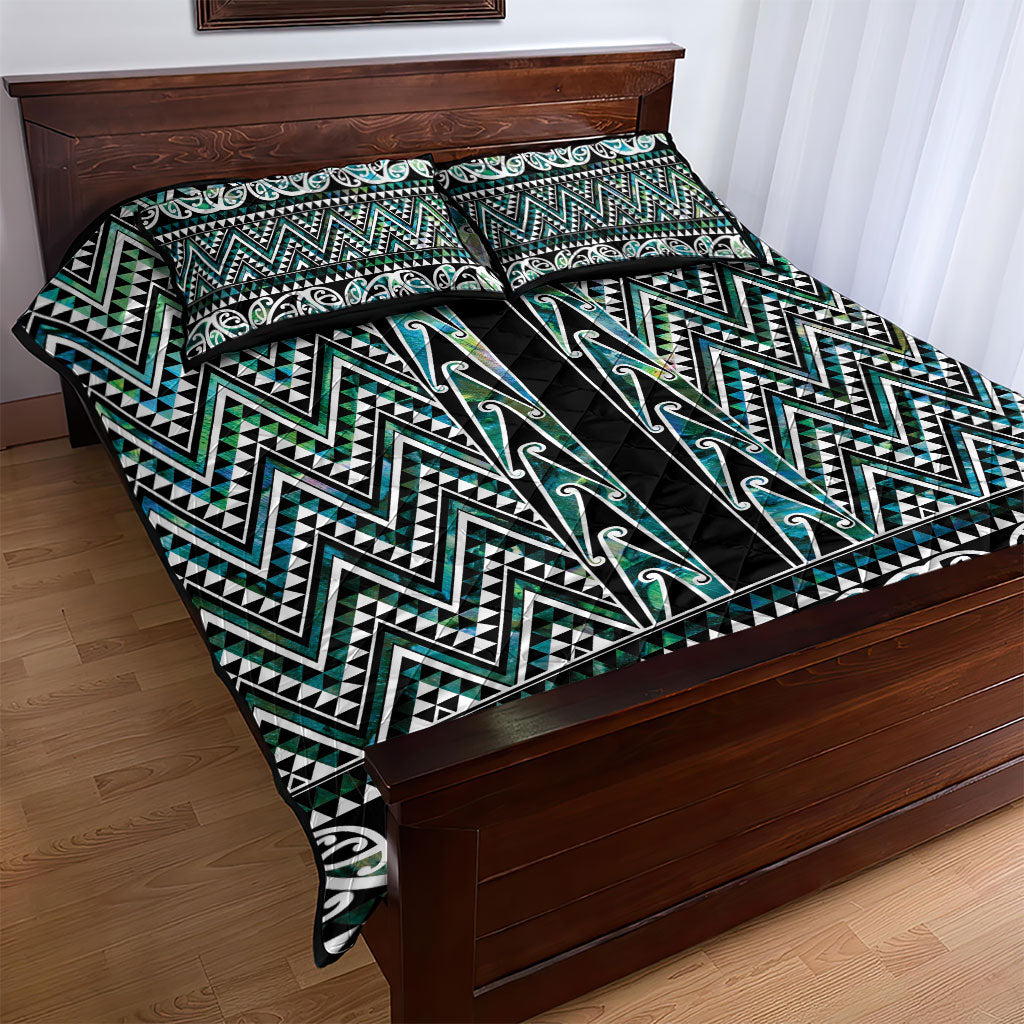 New Zealand Maori Niho Taniwha Quilt Bed Set Papua Shell - Mangopare Puhoro Pattern