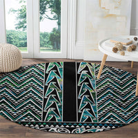 New Zealand Maori Niho Taniwha Round Carpet Papua Shell - Mangopare Puhoro Pattern