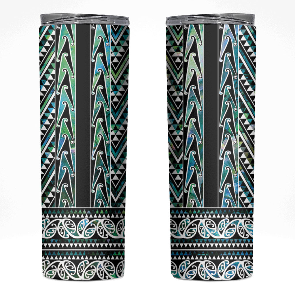 New Zealand Maori Niho Taniwha Skinny Tumbler Papua Shell - Mangopare Puhoro Pattern