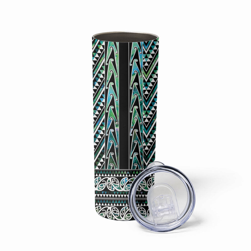 New Zealand Maori Niho Taniwha Skinny Tumbler Papua Shell - Mangopare Puhoro Pattern