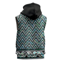 New Zealand Maori Niho Taniwha Sleeveless Hoodie Papua Shell - Mangopare Puhoro Pattern